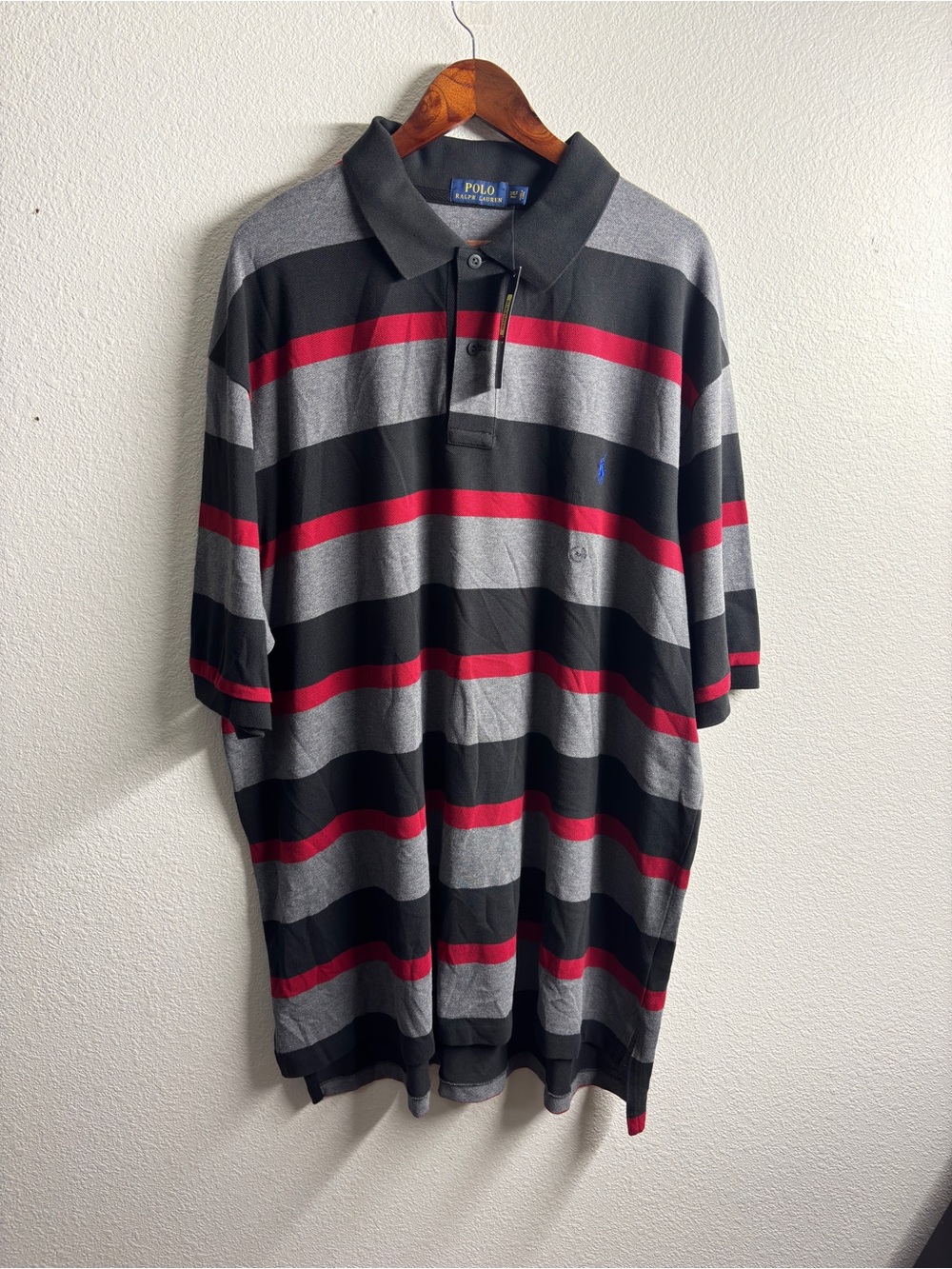 Polo by Ralph Lauren Black, Gray & Red Striped Polo
